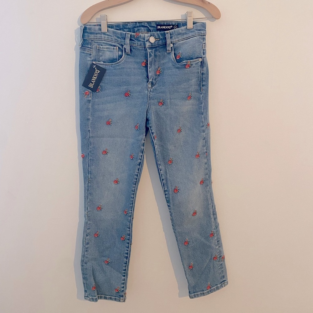 Blank NYC floral embroidered jean